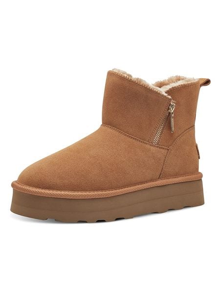 S.Oliver Skórzane botki zimowe w kolorze jasnobrązowym rozmiar: 39. Brązowe botki damskie S.Oliver, na zimę, bez obcasa, na platformie, bez zapięcia. Za 271.03 zł.