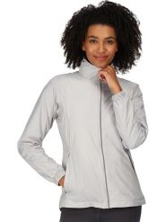 Regatta Kurtka przeciwdeszczowa "Corinne IV" w kolorze jasnoszarym rozmiar: 42. Szare kurtki damskie Regatta, m, bez wzorów, z polaru, bez kaptura. Za 122.67 zł.