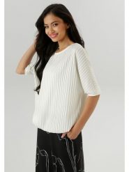 Aniston Koszulka w kolorze kremowym rozmiar: 42. Brązowe koszulki damskie Aniston, bez wzorów, bez kołnierzyka, bez ramiączek. Za 52.30 zł.