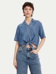 Tommy Jeans Koszula DW0DW20603 Niebieski Relaxed Fit. Niebieskie koszule damskie Tommy Jeans, xxs, bez wzorów, z jeansu, bez kołnierzyka, bez ramiączek. Za 199.99 zł.