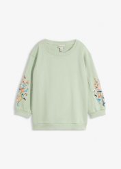 Bluza z czystej bawełny organicznej. Zielone bluzy damskie bonprix, bez wzorów, z bawełny, bez kaptura. Za 124.99 zł.
