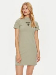 Guess Sukienka codzienna V4YK02 KCDH1 Zielony Regular Fit. Zielone sukienki damskie Guess, z aplikacjami, z bawełny, bez ramiączek. Za 159.99 zł.