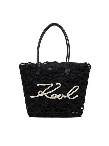 KARL LAGERFELD Torebka B1W46094 Czarny. Czarne shopper bag KARL LAGERFELD, bez wzorów, z materiału, bez dodatków. Za 779.99 zł.