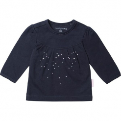 Koszulka "Bristol" w kolorze granatowym. Niebieskie koszulki i t-shirty dziewczęce Noppies Baby, z nadrukiem, z okrągłym kołnierzem, z długim rękawem. W wyprzedaży za 29.95 zł.