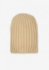 Beżowa Czapka z Wiskozy w Stylu Beanie z Prążkowanego Materiału Enandira. Brązowe czapki damskie Renee, bez wzorów, prążkowane. Za 34.99 zł.