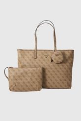 GUESS Beżowa shopperka damska Power Play. Brązowe shopper bag Guess, z aplikacjami, ze skóry ekologicznej, duże, bez dodatków. W wyprzedaży za 564.99 zł.