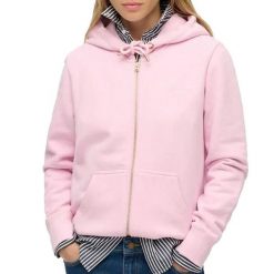 Damska bluza z kapturem zapinana na zamek Superdry Essential Logo Hb. Czerwone bluzy damskie Superdry, m, bez wzorów, z bawełny, z kapturem. Za 322.70 zł.