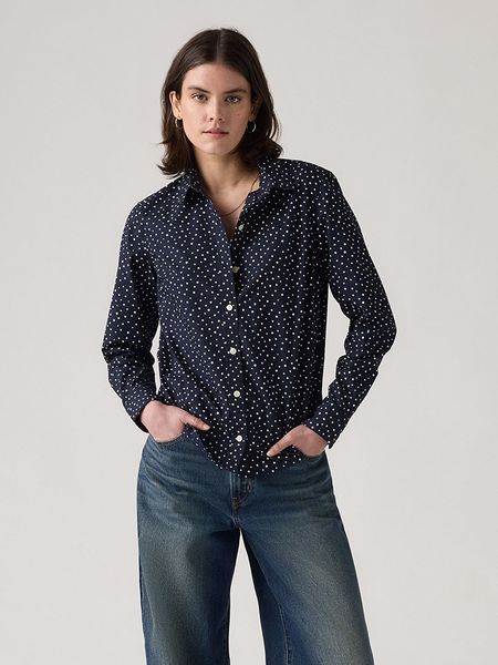 Levi's Bluzka w kolorze granatowo-białym rozmiar: S. Niebieskie bluzki damskie Levi's, s, bez wzorów, z bawełny, bez kołnierzyka, bez ramiączek. Za 141.85 zł.