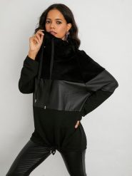 Milan Kiss Bluza w kolorze czarnym rozmiar: S. Czarne bluzy damskie Milan Kiss, s, bez wzorów, ze skóry, z kapturem. Za 118.56 zł.