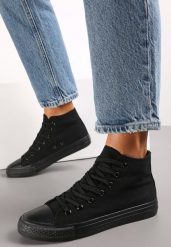 Czarne Trampki za Kostkę Sznurowane Fenor. Czarne trampki damskie Renee, bez wzorów, za kostkę, bez zapięcia. Za 44.99 zł.