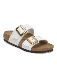 Birkenstock Klapki "Sydney" w kolorze białym rozmiar: 39. Białe klapki damskie Birkenstock, bez wzorów, z otwartym noskiem, bez obcasa, bez zapięcia. Za 473.27 zł.