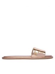 LOVE MOSCHINO Klapki JA28262G0OJE0600 Różowy. Czerwone klapki damskie Love Moschino, bez wzorów, z materiału, bez obcasa, bez zapięcia. Za 809.99 zł.