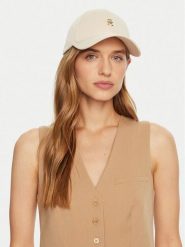 Tommy Hilfiger Czapka z daszkiem AW0AW16843 Écru. Czapki z daszkiem damskie Tommy Hilfiger, bez wzorów, z bawełny. Za 139.99 zł.