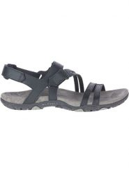 Merrell Skórzane sandały "Sandspur Rose Convert" w kolorze czarnym rozmiar: 36. Czarne sandały damskie Merrell, bez wzorów, z otwartym noskiem, bez obcasa, bez zapięcia. Za 171.28 zł.