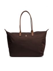 Tommy Hilfiger Torebka Popette Maxi Tote AW0AW17996 Brązowy. Brązowe shopper bag Tommy Hilfiger, z materiału, bez dodatków. Za 449.99 zł.
