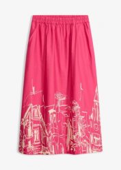 Spódnica midi z czystej bawełny organicznej. Czerwone spódnice damskie bonprix, bez wzorów, z bawełny, eleganckie, midi. Za 69.99 zł.