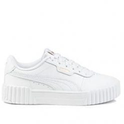 Tenisówki Puma Model Carina 3.0. Białe trampki damskie Puma, bez wzorów, z materiału, bez zapięcia. Za 258.50 zł.