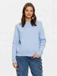 Guess Jeans Bluza W4YQ10 KC811 Niebieski Regular Fit. Niebieskie bluzy damskie Guess Jeans, m, z aplikacjami, z bawełny, bez kaptura. Za 189.99 zł.