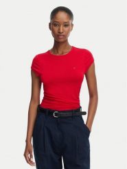 Tommy Jeans T-Shirt Draped DW0DW22802 Czerwony Slim Fit. Czerwone t-shirty damskie Tommy Jeans, m, bez wzorów, z jeansu, bez kołnierzyka. Za 169.99 zł.
