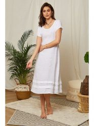 Lin Passion Lniana sukienka w kolorze białym rozmiar: 40/42. Białe sukienki damskie Lin Passion, bez wzorów, ze lnu, klasyczne, bez ramiączek. Za 113.99 zł.