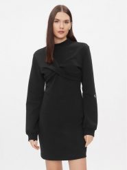 Calvin Klein Jeans Sukienka dzianinowa J20J222889 Czarny Regular Fit. Czarne sukienki damskie Calvin Klein Jeans, bez wzorów, z bawełny, bez ramiączek. Za 309.99 zł.