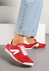 Czerwone Sneakersy z Geometrycznym Wzorem Zoloti. Czerwone obuwie sportowe damskie Renee, bez zapięcia. Za 49.99 zł.