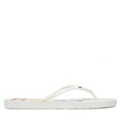 Japonki Roxy. Białe klapki damskie Roxy, bez wzorów, bez obcasa, bez zapięcia. Za 49.99 zł.