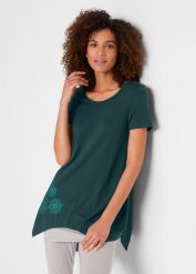 Shirt sportowy, krótki rękaw. Niebieskie koszulki sportowe damskie bonprix, bez wzorów, bez ramiączek. Za 69.99 zł.