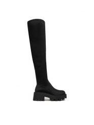 DeeZee Kozaki 67091-8H Czarny. Czarne kozaki damskie DeeZee, z materiału, bez obcasa, na płaskiej podeszwie, bez zapięcia. Za 249.99 zł.