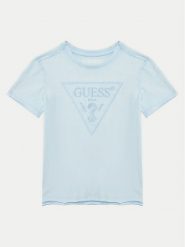 Guess T-Shirt L5GI02 K6XN4 Błękitny Regular Fit. Niebieskie t-shirty i koszulki chłopięce Guess, z aplikacjami, z bawełny, bez kołnierzyka, bez ramiączek. Za 129.99 zł.