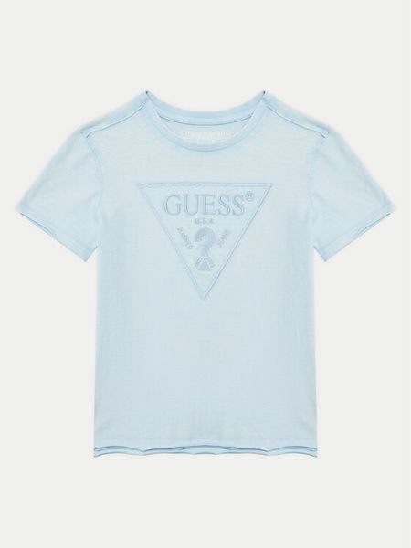 Guess T-Shirt L5GI02 K6XN4 Błękitny Regular Fit. Niebieskie t-shirty i koszulki chłopięce Guess, z aplikacjami, z bawełny, bez kołnierzyka, bez ramiączek. Za 59.99 zł.
