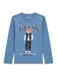 Guess Bluzka L6BI11 K5732 Niebieski Regular Fit. Niebieskie t-shirty i koszulki chłopięce Guess, z aplikacjami, z bawełny, bez kołnierzyka, bez ramiączek. Za 114.99 zł.