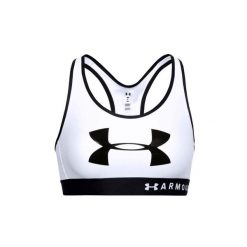 Biustonosz sportowy damski Under Armour Mid Keyhole Graphic Bra. Białe biustonosze sportowe damskie Under Armour, bez wzorów, z elastanu. Za 99.99 zł.