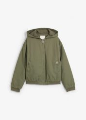 Kurtka outdoorowa z bawełny 100%. Zielone kurtki damskie bonprix, bez wzorów, z bawełny, bez kaptura. Za 249.99 zł.