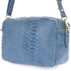 Jeansowa Skórzana Listonoszka Damska Włoska Croco Kuferek Beltimore P12. Kuferki damskie bez wzorów, z jeansu, na ramię, małe, bez dodatków. Za 134.99 zł.