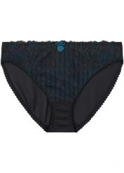 Figi z delikatną koronką. Czarne figi bonprix, bez wzorów, z koronki. Za 42.99 zł.