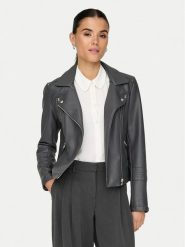 ONLY Kurtka z imitacji skóry Gemma 15153079 Szary Regular Fit. Szare kurtki damskie Only, bez wzorów, ze skóry, bez kaptura. Za 189.99 zł.