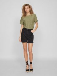 Vila Koszulka w kolorze khaki rozmiar: L. Brązowe bluzki damskie Vila, l, bez wzorów, z koronki, bez kołnierzyka, bez ramiączek. Za 52.67 zł.