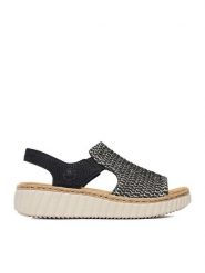 Rieker Sandały CEO-69276-00 Czarny. Czarne sandały damskie Rieker, bez wzorów, z materiału, bez obcasa, na płaskiej podeszwie, bez zapięcia. Za 299.99 zł.