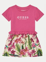 Guess Sukienka codzienna K5GK08 K6YW4 Różowy Regular Fit. Czerwone sukienki dziewczęce Guess, z aplikacjami, z bawełny, bez ramiączek, proste. Za 99.99 zł.
