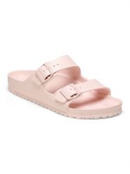 Birkenstock Klapki "Arizona" w kolorze jasnoróżowym rozmiar: 36. Różowe klapki damskie Birkenstock, bez wzorów, z otwartym noskiem, bez obcasa, bez zapięcia. Za 211.45 zł.