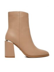Nine West Botki CEO-JASMIN-01 Beżowy. Brązowe botki damskie Nine West, z materiału, bez obcasa, na słupku, bez zapięcia. Za 279.99 zł.