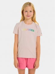 Tommy Hilfiger T-Shirt Monotype KG0KG07851 D Różowy Regular Fit. Czerwone koszulki i t-shirty dziewczęce Tommy Hilfiger, bez wzorów, z bawełny, bez kołnierzyka, bez ramiączek. Za 89.99 zł.