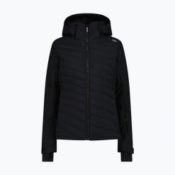 Kurtka narciarska damska CMP 35W0166 Zip Hood. Czarne kurtki sportowe damskie CMP, na zimę, bez wzorów, bez kaptura. Za 839.99 zł.