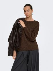 ONLY Sweter w kolorze brązowym rozmiar: XS. Brązowe swetry klasyczne damskie Only, xs, z wełny, bez kołnierzyka. Za 129.95 zł.