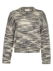 MOSS COPENHAGEN Wełniany sweter "Annasol" w kolorze kremowo-czarnym rozmiar: M/L. Brązowe swetry klasyczne damskie Moss Copenhagen, l, z wełny, bez kołnierzyka. Za 180.06 zł.