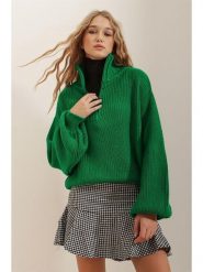 Trend Alaçatı Stili Sweter w kolorze zielonym rozmiar: onesize. Zielone swetry klasyczne damskie Trend Alaçatı Stili, ze splotem, bez kołnierzyka. Za 78.99 zł.