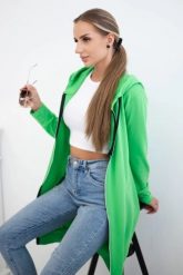 Bluza sukienkowa z kapturem jasna zielona. Zielone bluzy damskie KESI, l, bez wzorów, z bawełny, z kapturem. Za 234.40 zł.