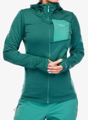 Bluza z kapturem damska Rab Superflux Hoody. Zielone bluzy damskie RAB, s, bez wzorów, z materiału, z kapturem. Za 373.99 zł.