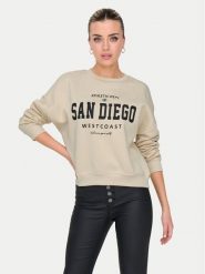 ONLY Bluza 15254183 Beżowy Loose Fit. Brązowe bluzy damskie Only, l, bez wzorów, z bawełny, bez kaptura. Za 109.99 zł.